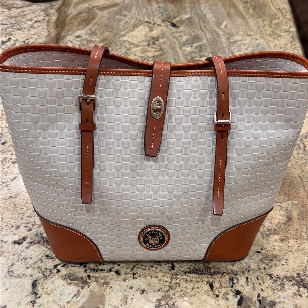 Dooney and Bourke White and Tan Tote Bag